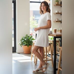 Bueno Gray Leather Slingback Platform Sandals